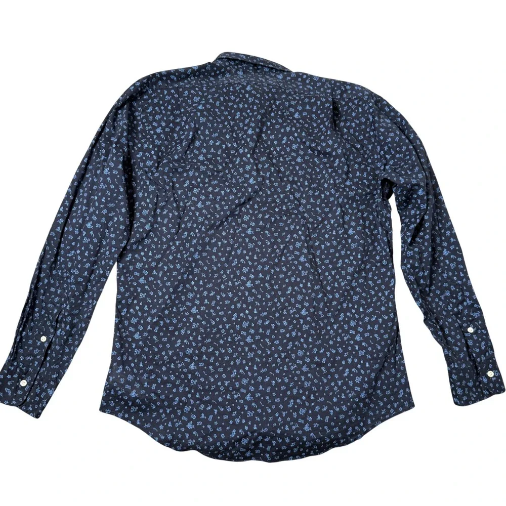 Polo Ralph Lauren Slim Fit All Over Floral Print Button Shirt Men L Blue‎ Pony